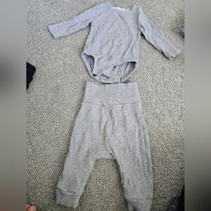 ZARA Neutral Ribbed Baby Two-Piece Set - Light Gray